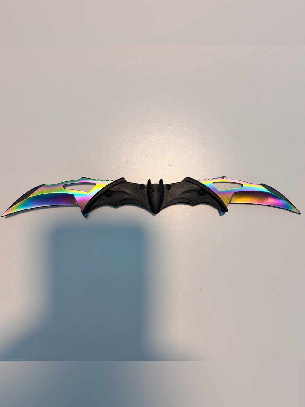 Cosplay Batman Batarang Rainbow Iridescent Batwing Pocket Knife Folding
